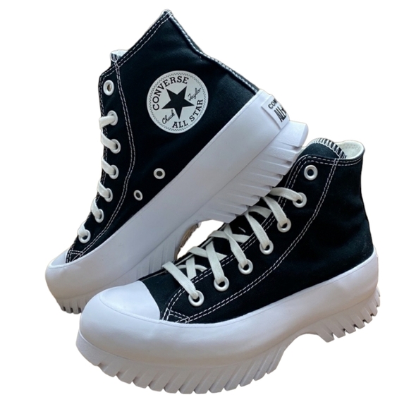 Converse CTAS Lugged 2.0 Hi Black White Platform Sneaker - Picture 1 of 7
